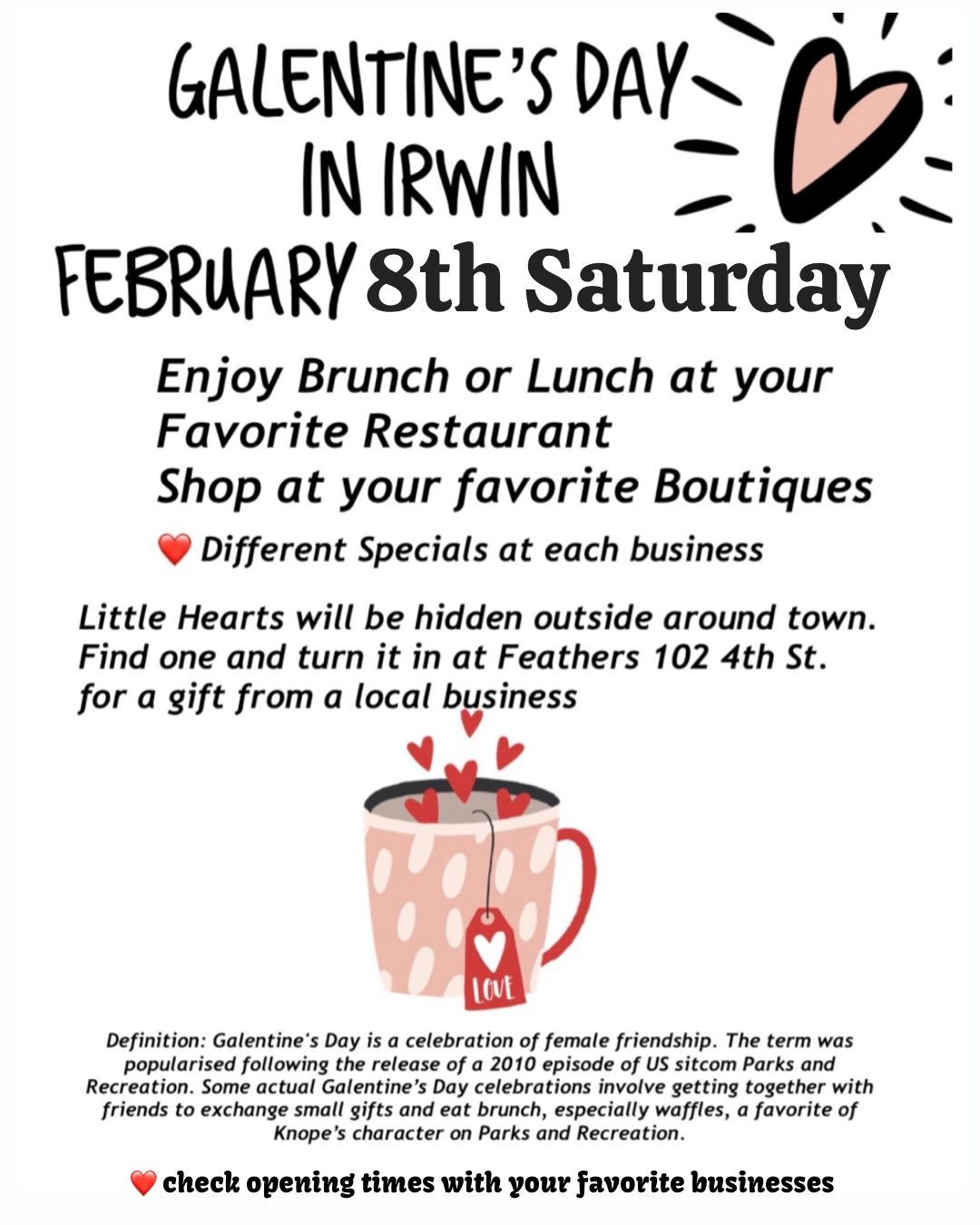 Galentine\u2019s Day in Downtown Irwin 