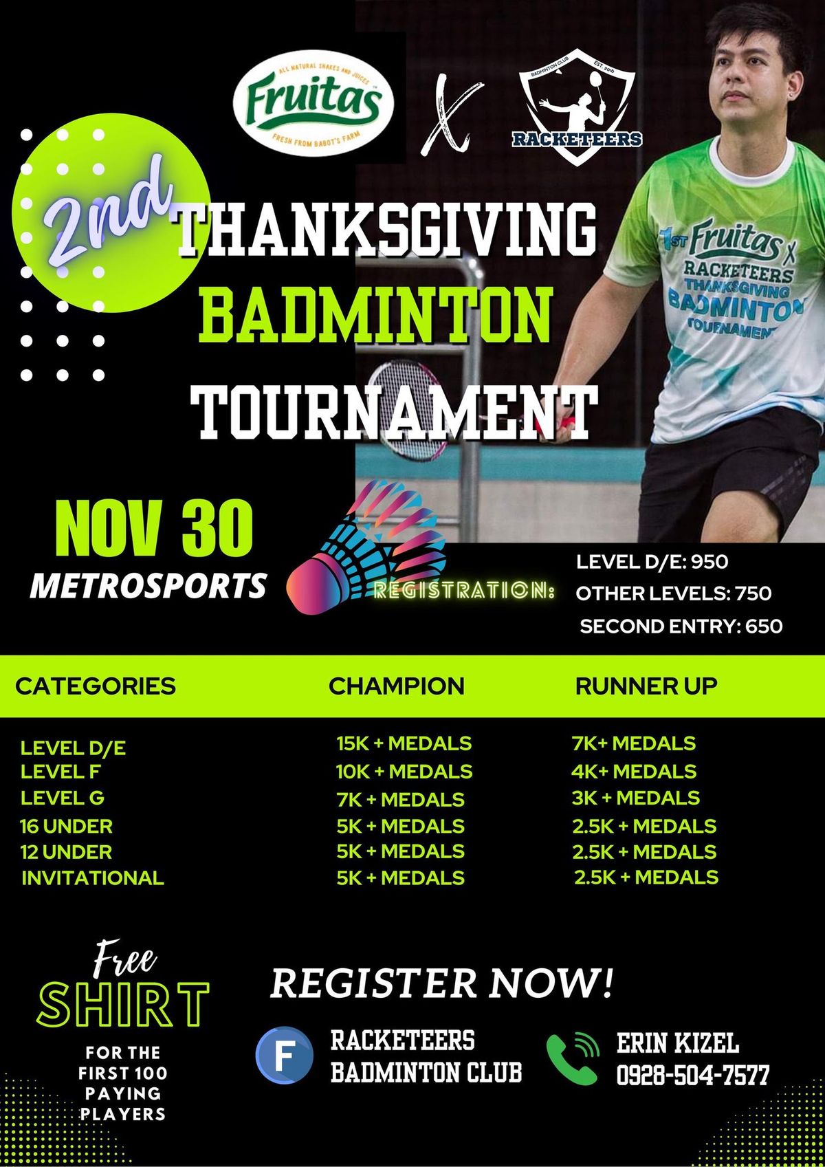 2nd Fruitas x Racketeers Thanksgiving Badminton Tournament