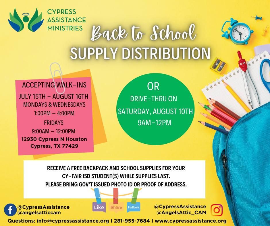 Back-to-School JAM at CAM... FREE school supply distribution