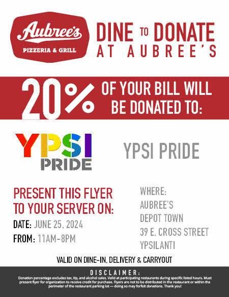 Dine to Donate at Aubree's for Ypsi Pride