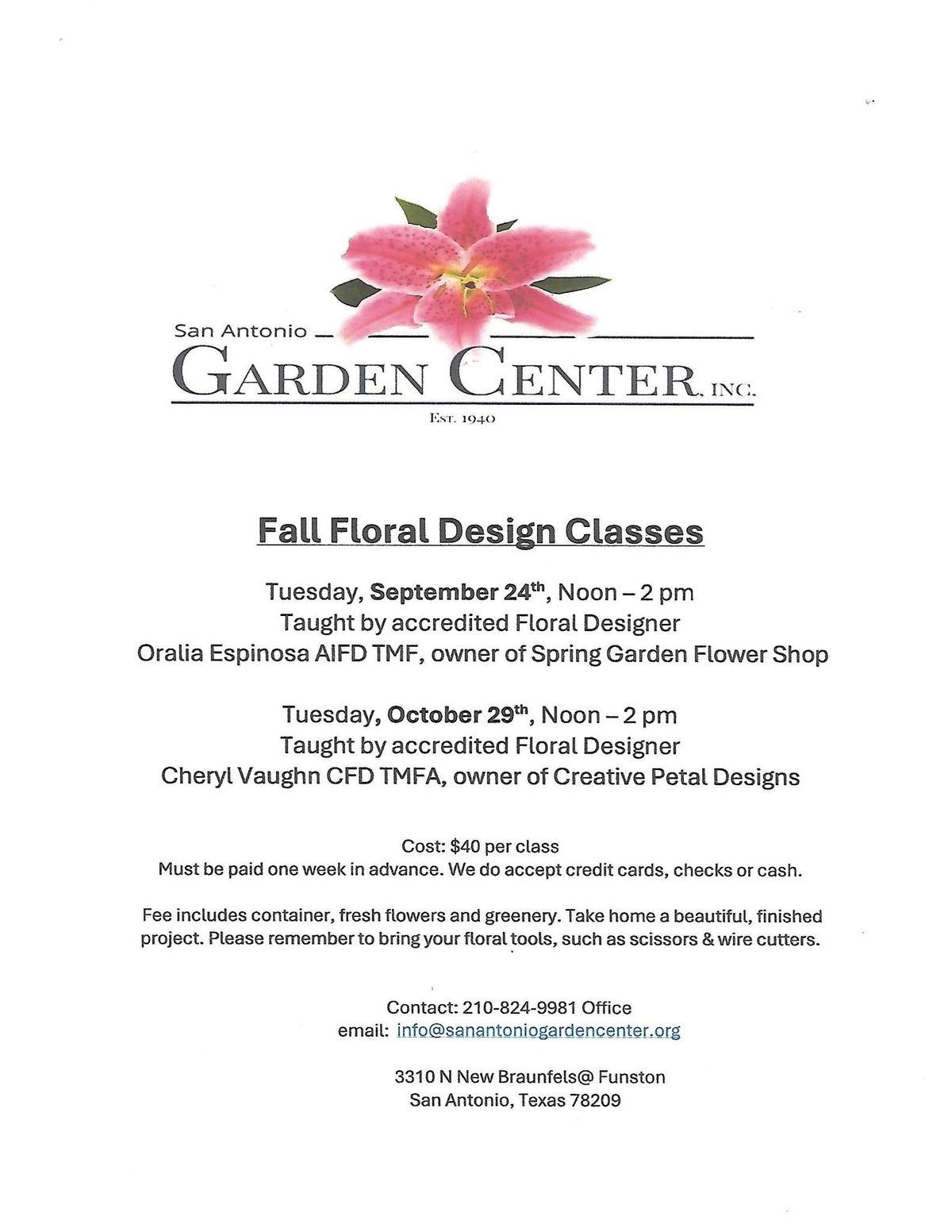 Sign Up for Floral Design Classes