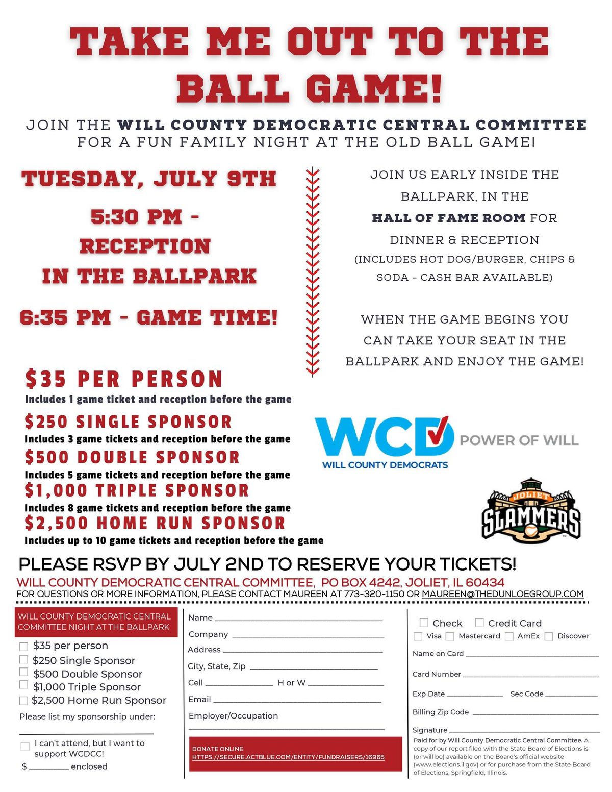 Will County Democratic Central Committee: Joliet Slammers Fundraiser