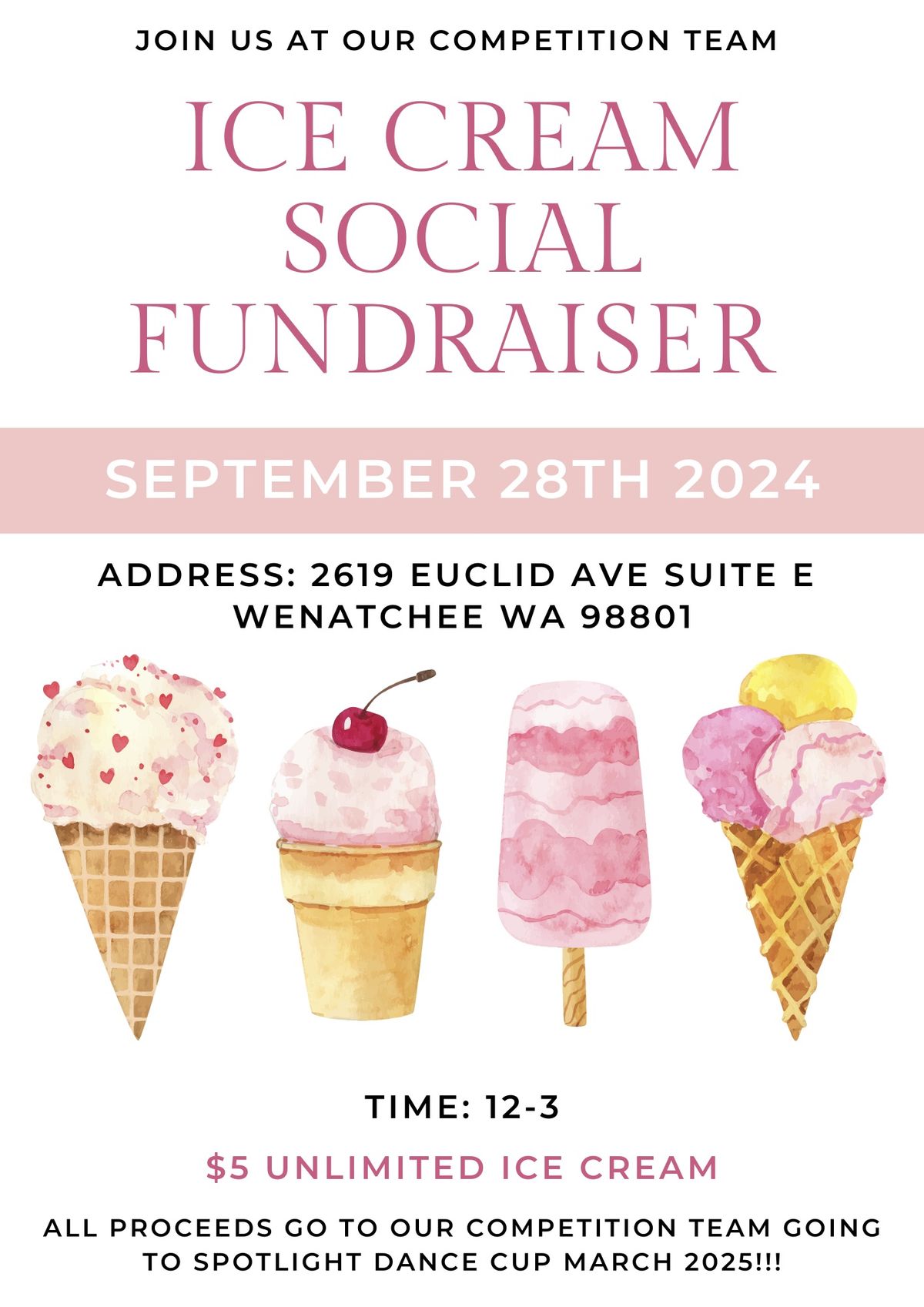 Competition Team Ice Cream Social Fundraiser 