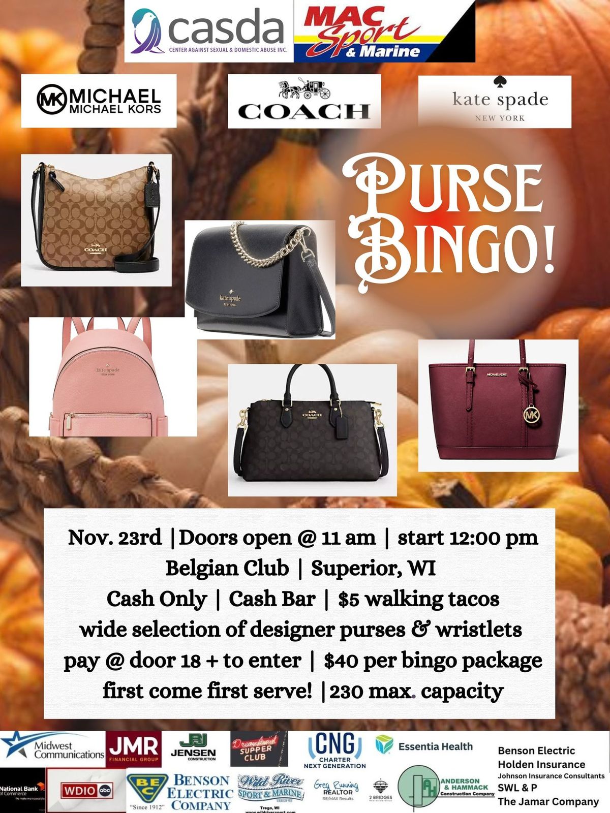 Purse Bingo November 23rd