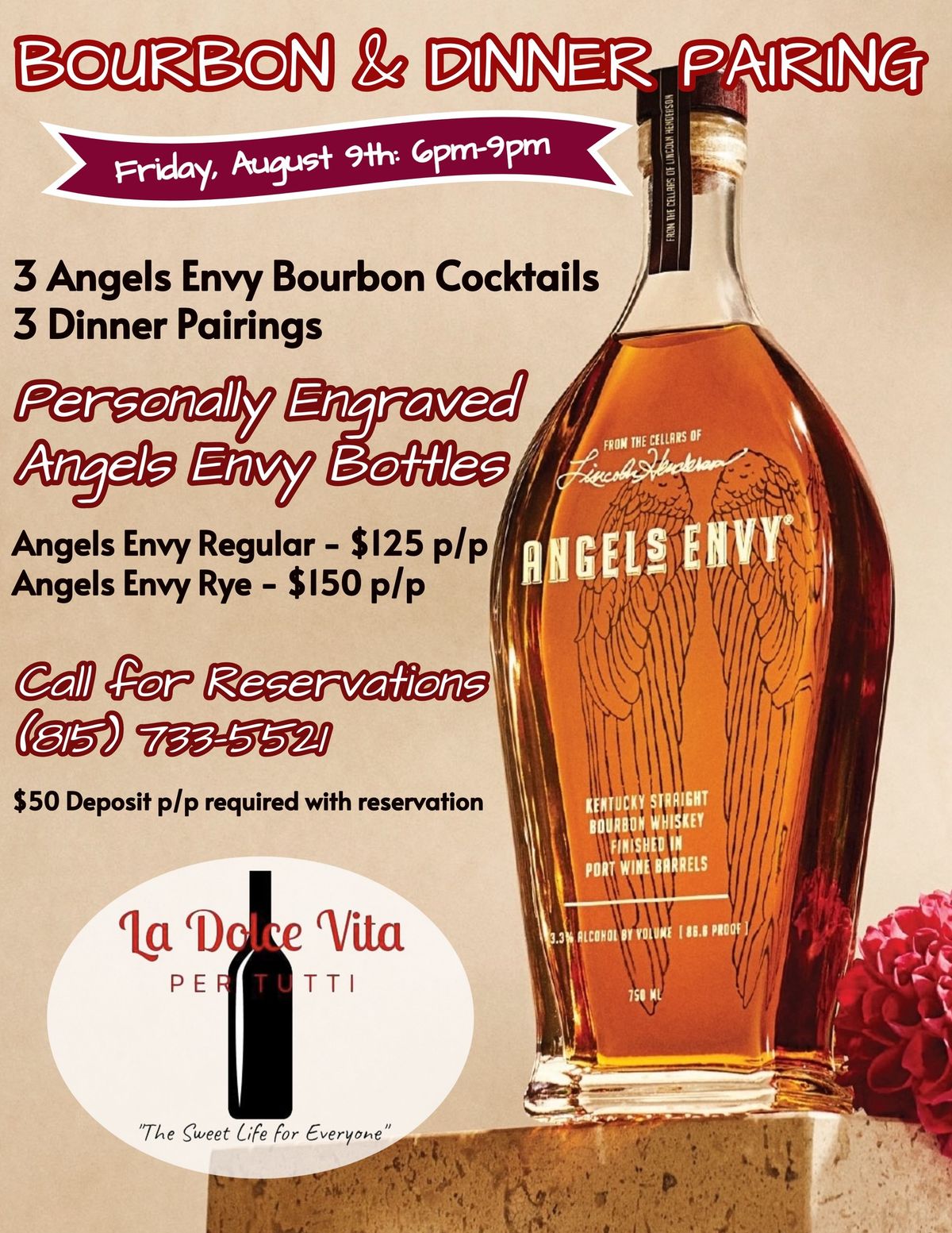 Angels Envy Bourbon & Dinner Pairing Night