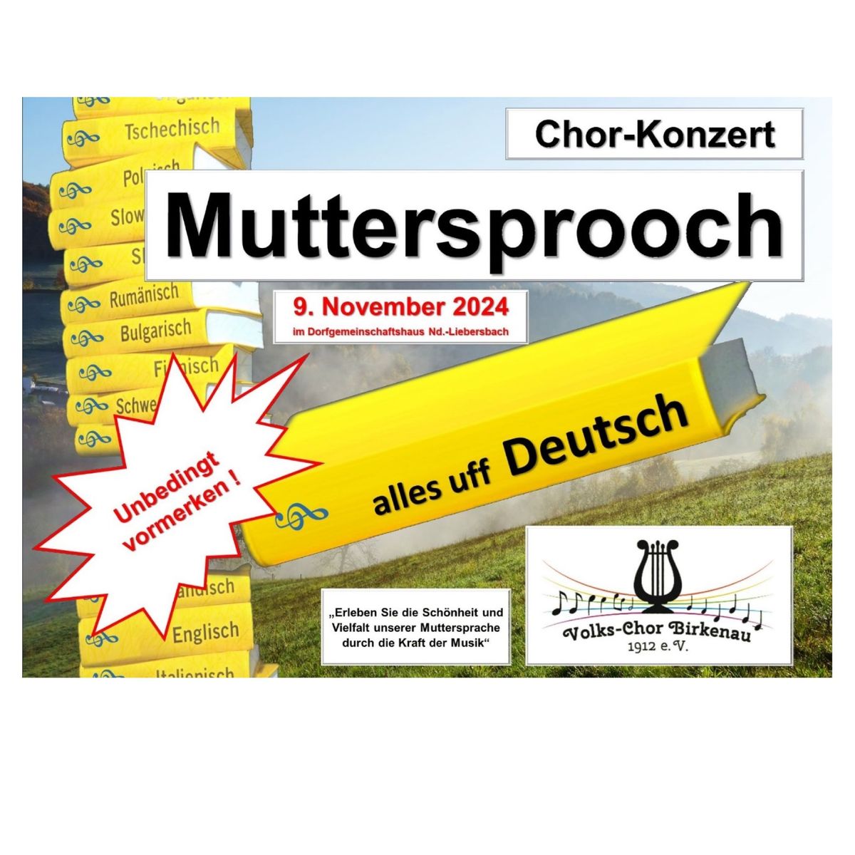 Chorkonzert : Muttersprooch - alles uff Deutsch