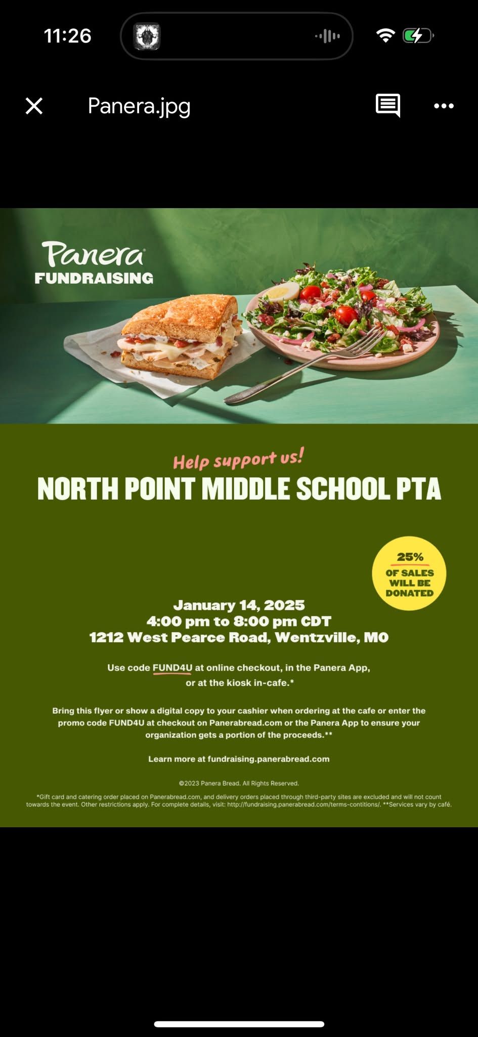 Panera Dine Out Fundraiser 