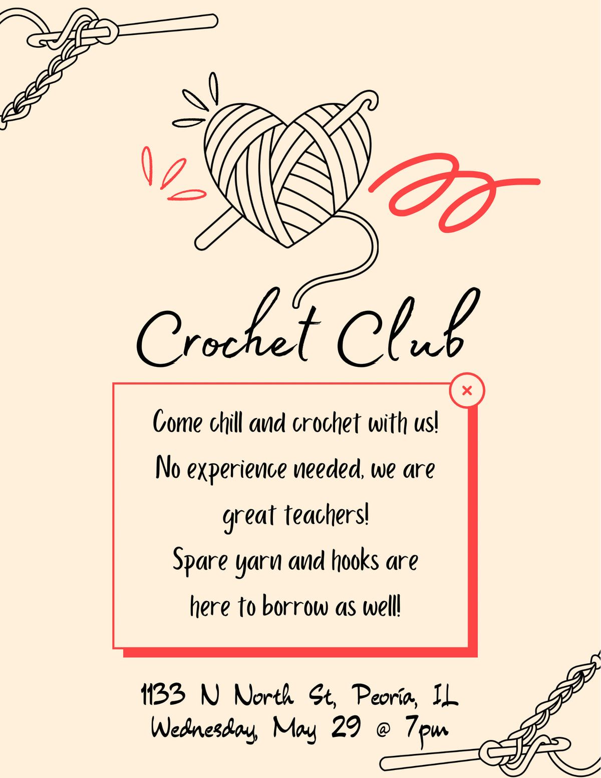Crochet Club Weekly Meeting 