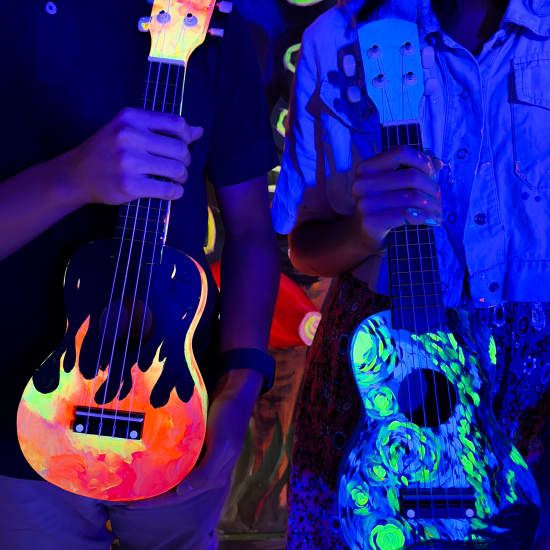 Neon Ukulele Art Jam | Learn to Paint & Play!