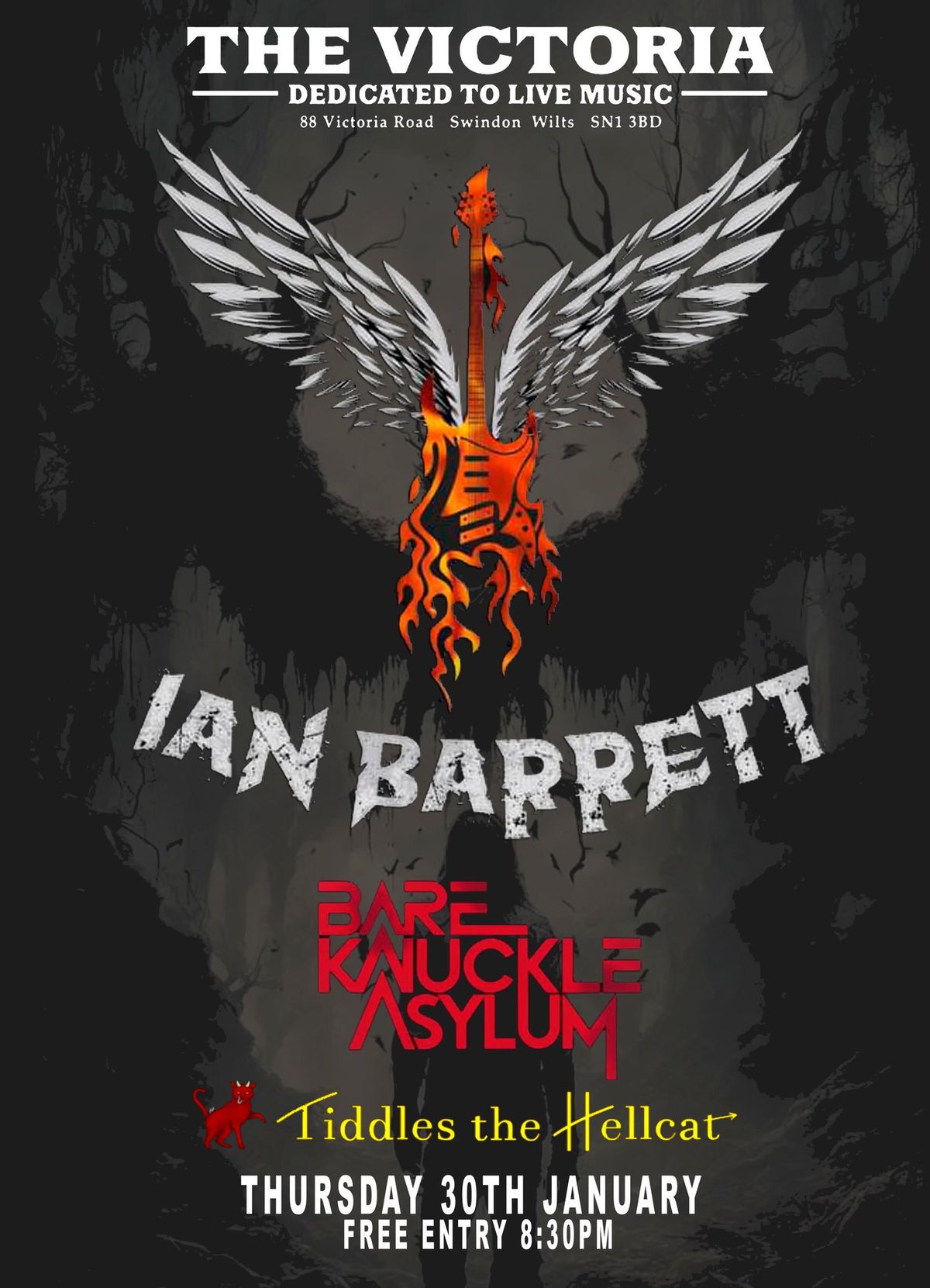 THE IAN BARRETT BAND \/ Bare Knuckle Asylum \/ Tiddles The Hellcat - live at The Vic 