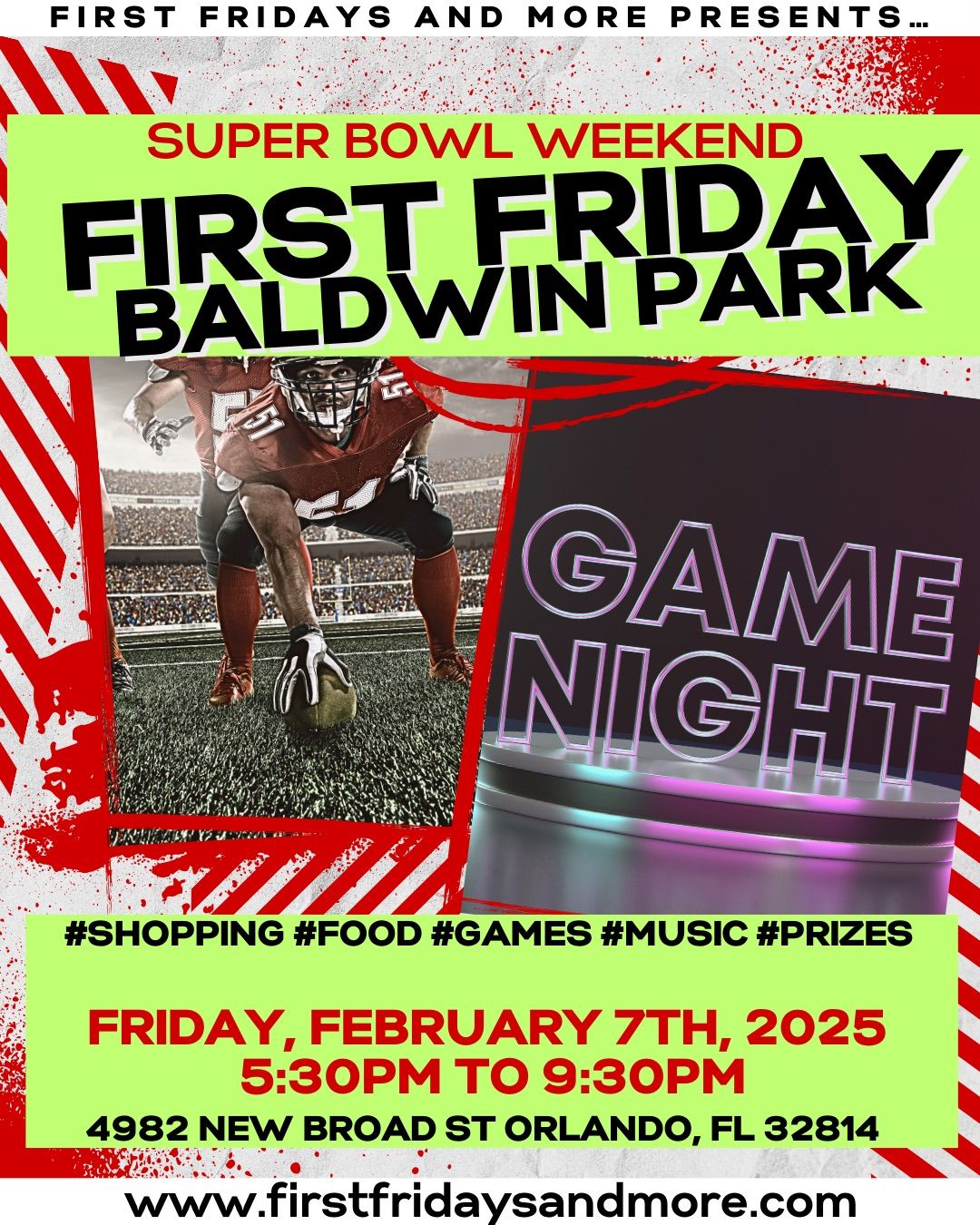 First Friday Baldwin Park Game Night-Super Bowl Weekend 