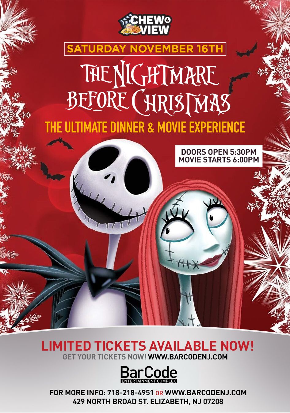 Chew & View | The Nightmare before Christmas | The Ultimate Dinner and a Movie Experience