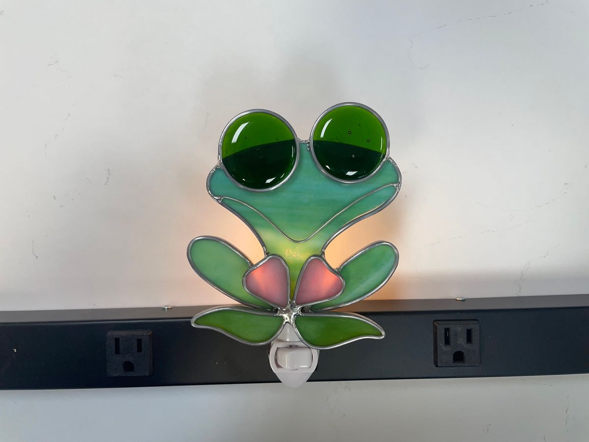 Stained Glass Frog Nightlight\/Plant Stake\/Suncatcher @ My New Favorite Thing
