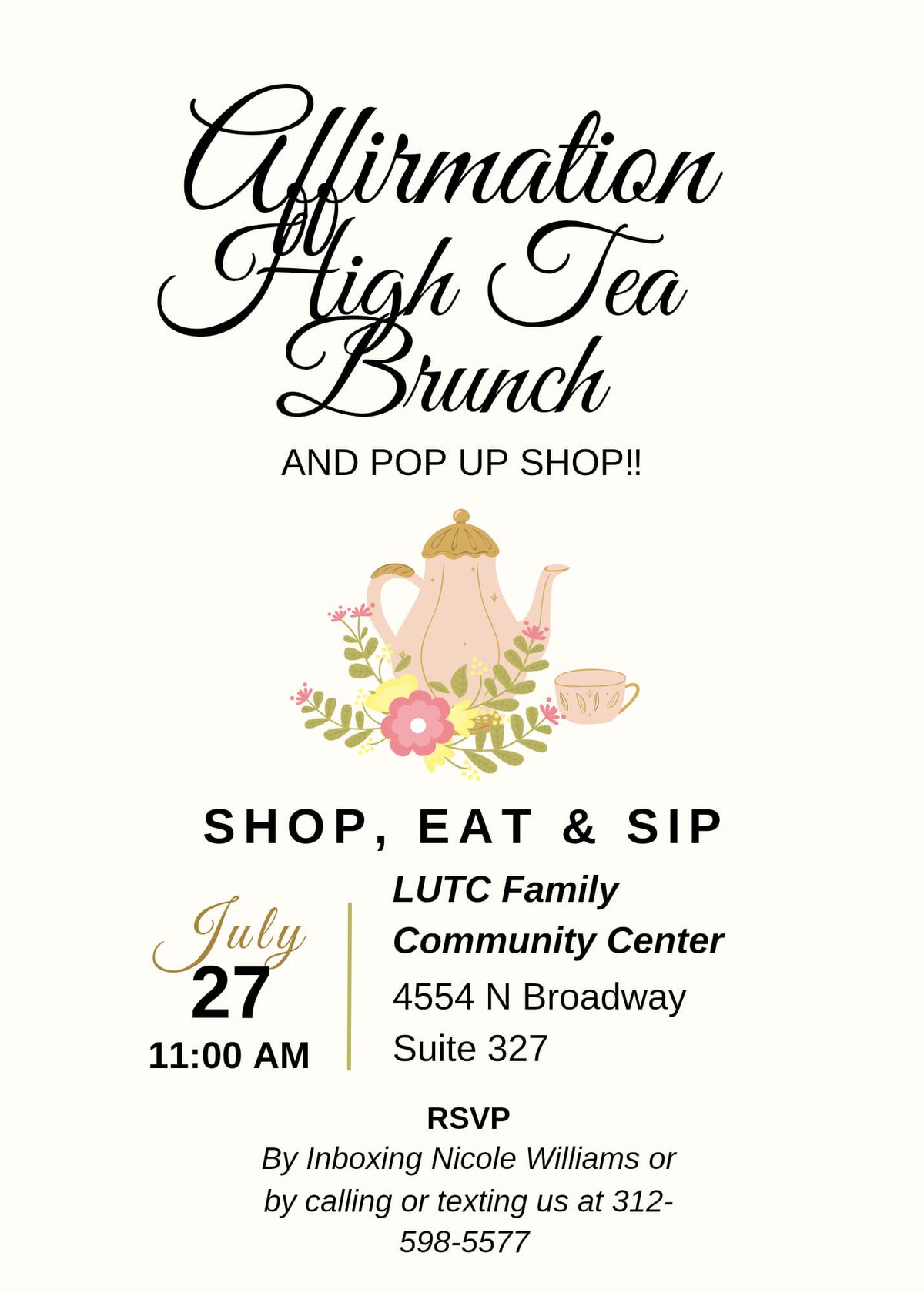 Affirmation High Tea Brunch\/Pop Up Shop\u203c\ufe0f