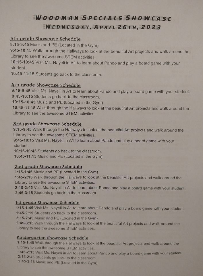 Woodman Specials Showcase, Rea Woodman Elementary School, Wichita, 26 April 2023