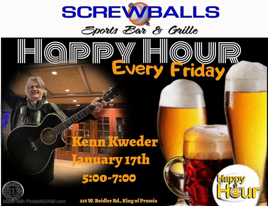 Screwballs welcomes the debut of Kenn Kweder at Happy Hour.  Let's give him a warm welcome!