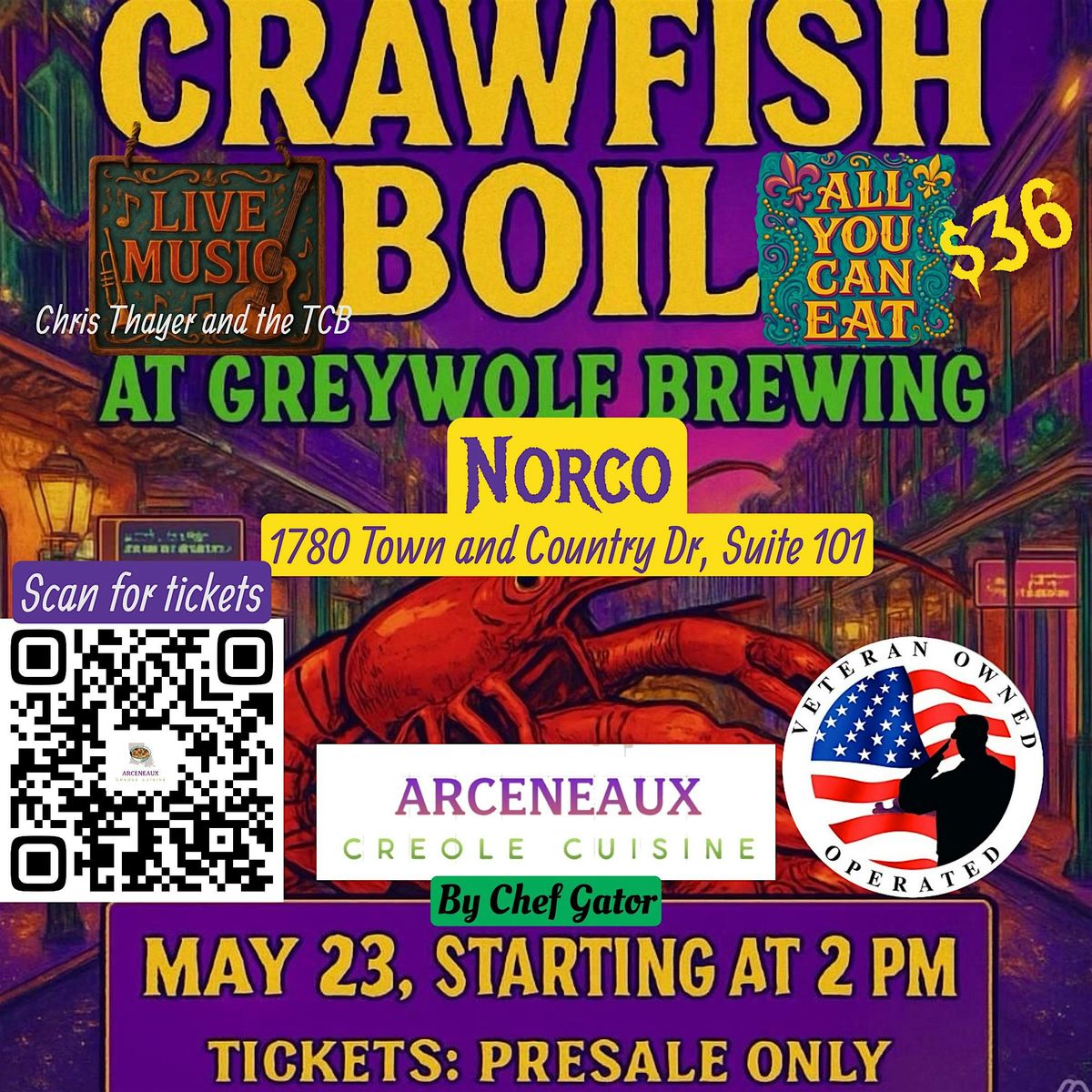 Louisiana Crawfish & Shrimp Boil AYCE and live music