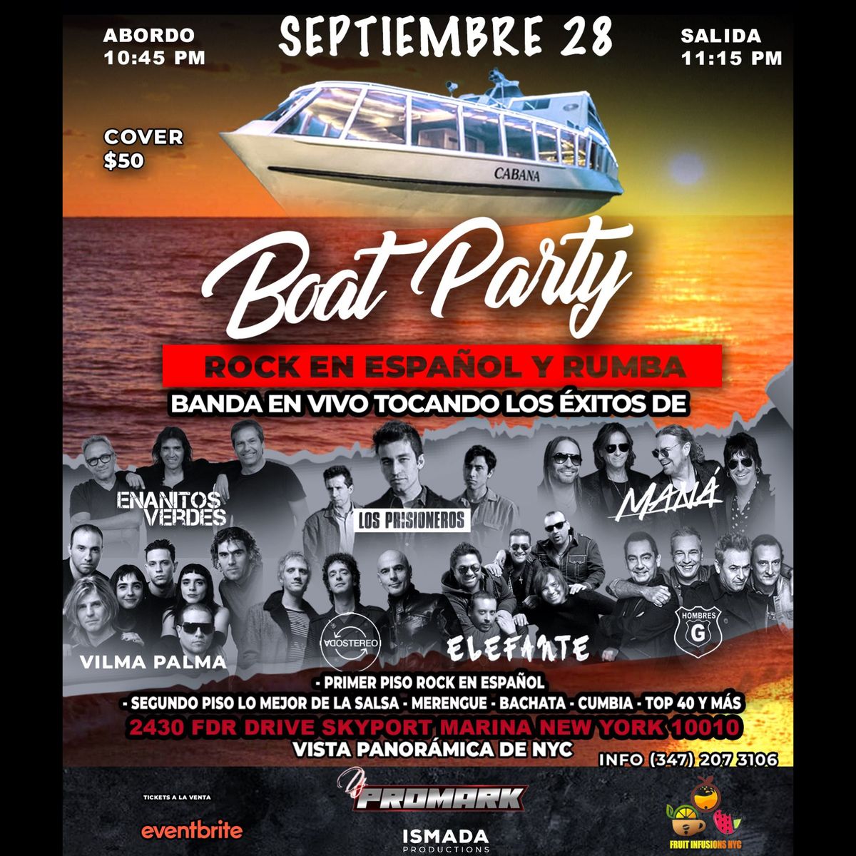 Rock en Espa\u00f1ol y Rumba Boat party despidiendo el verano