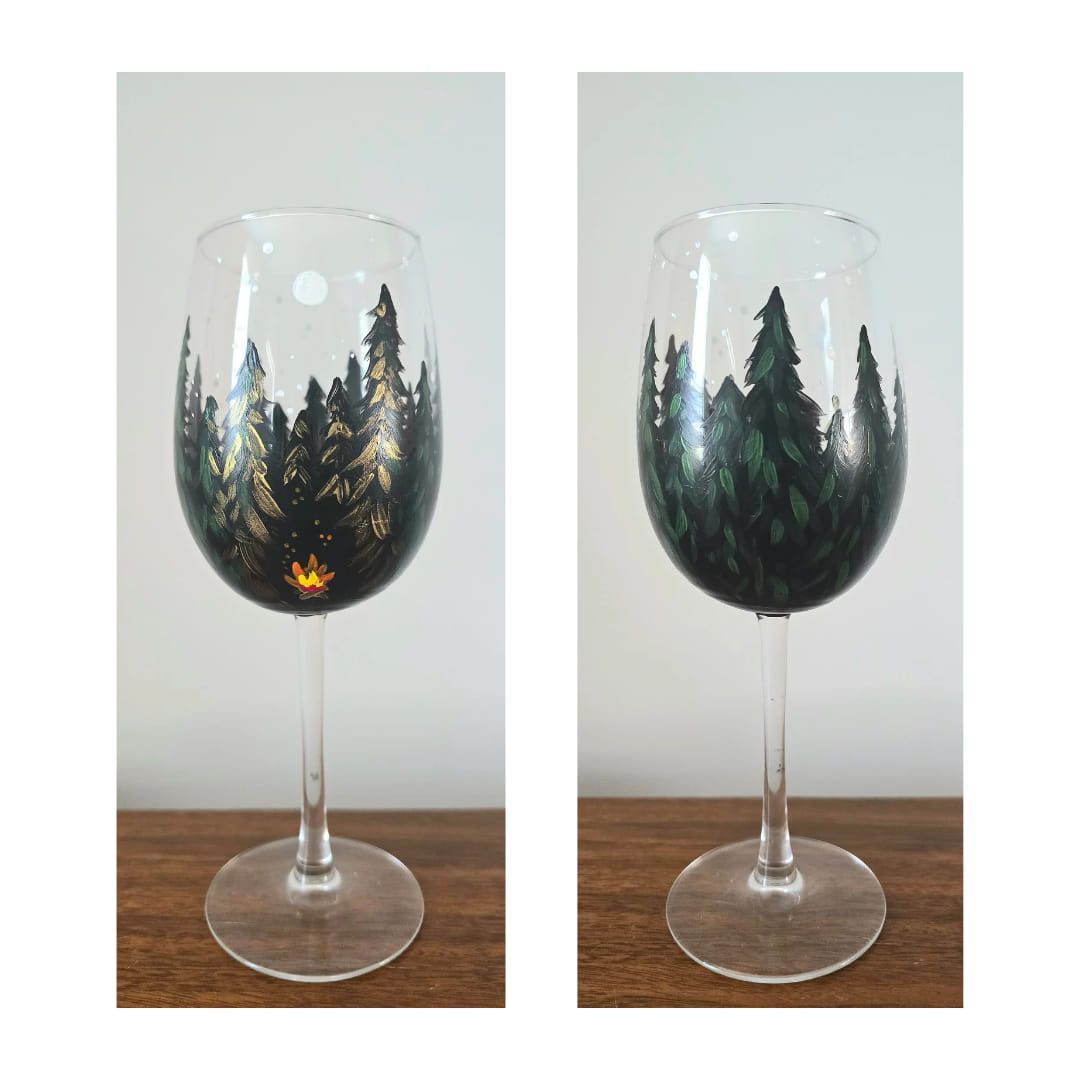 Paint + Sip: "Forest Campfire Wine Glasses" at Oakhurst Inn Cafe