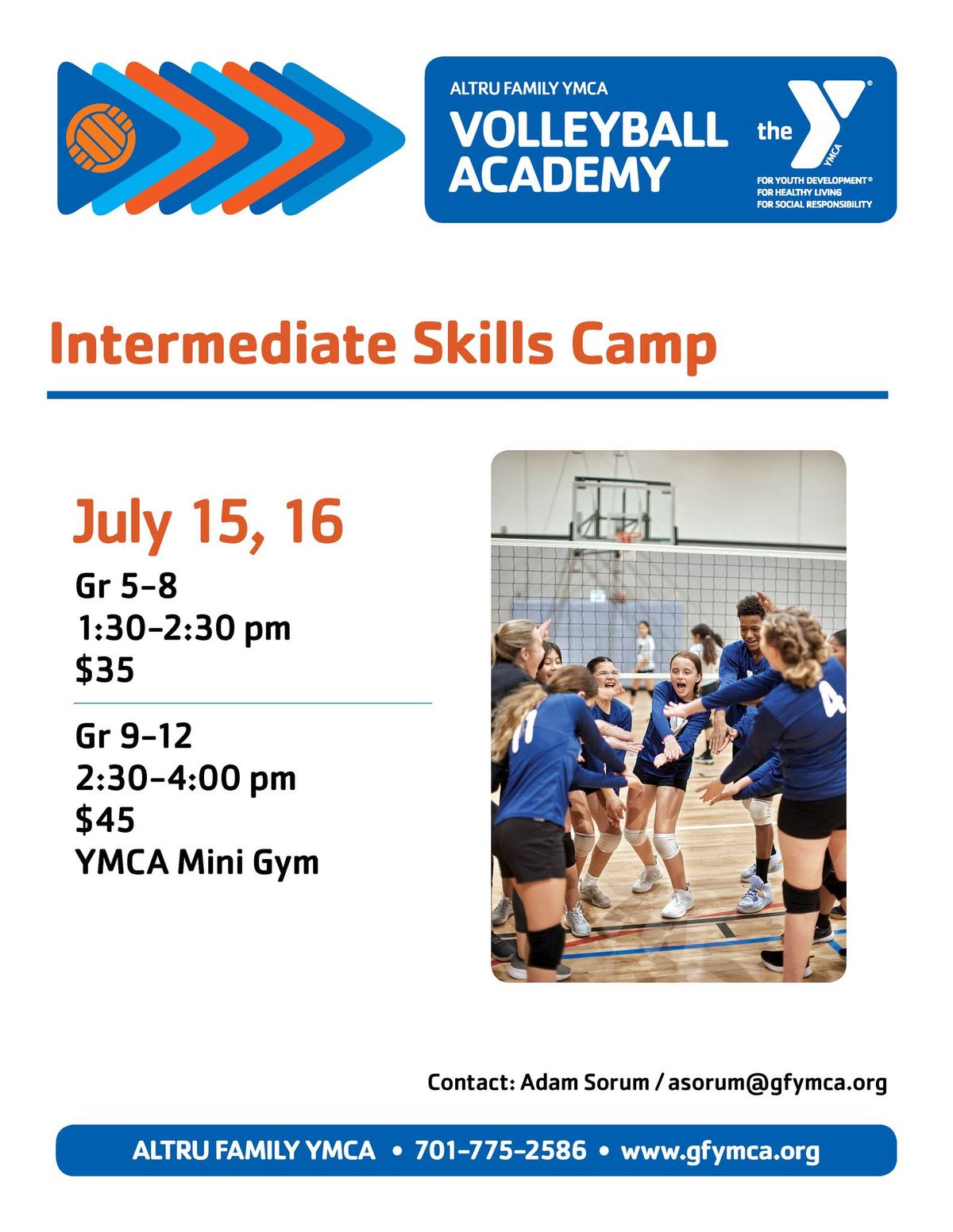 9th to 12th Grade Volleyball Academy Intermediate Skills Camp
