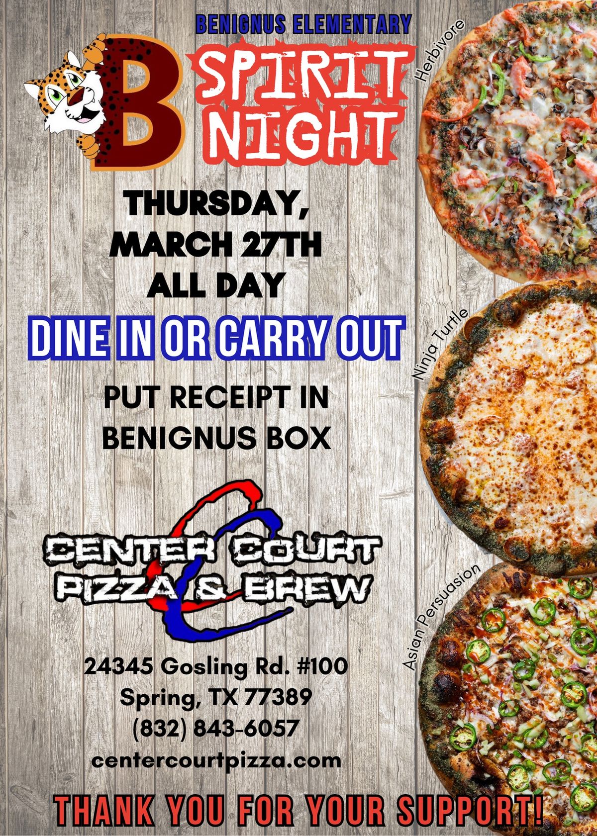 Center Court Pizza Spirit Night