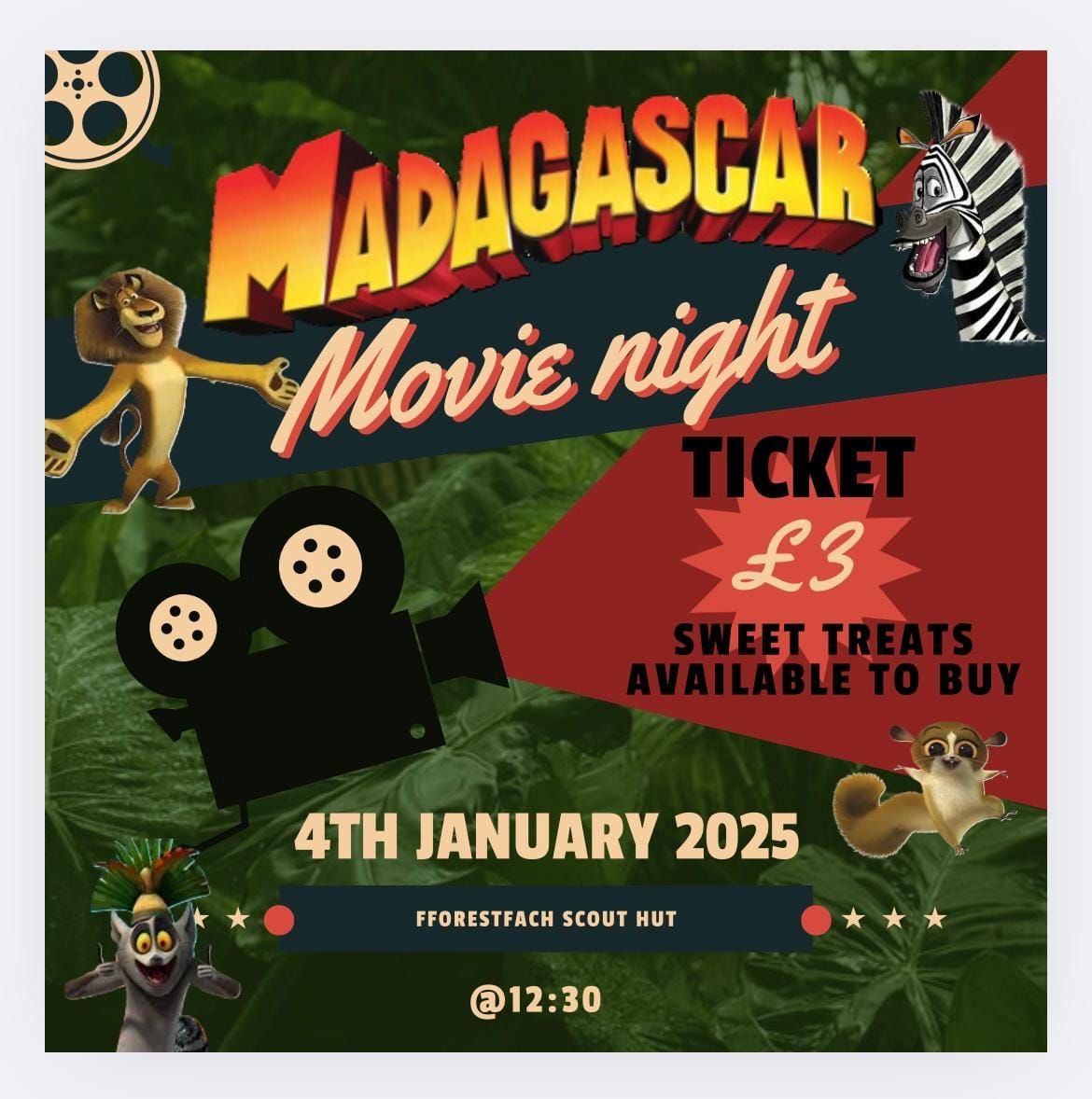 Cub Leader Sven's Fundraising Madagascar Film Night