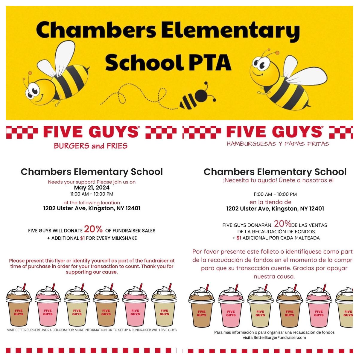 Five Guys Fundraiser for Chambers 