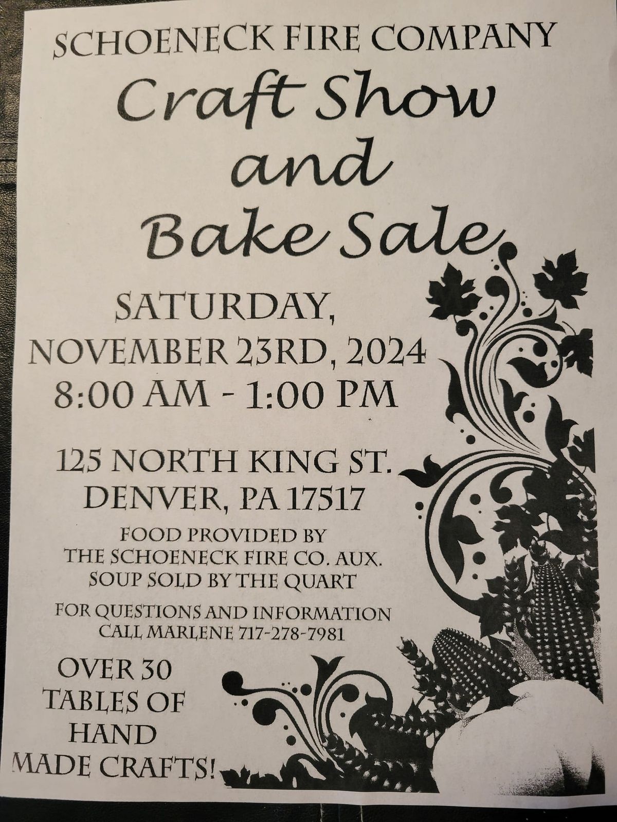 Schoeneck Fire Co Fall Craft Show