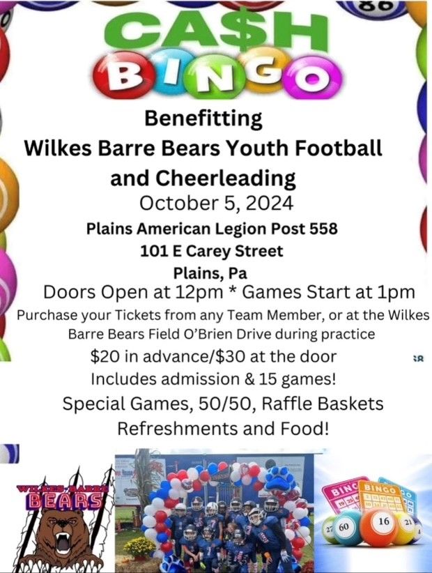 Cash Bingo Benefitting Wilkes Barre Bears Youth Football & Cheer