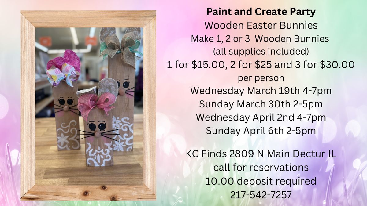 Paint & Create Wooden Bunnies