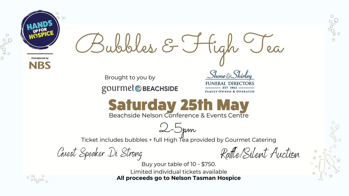 Bubbles & High Tea for Hospice brought to you by Gourmet Catering and Shone & Shirley