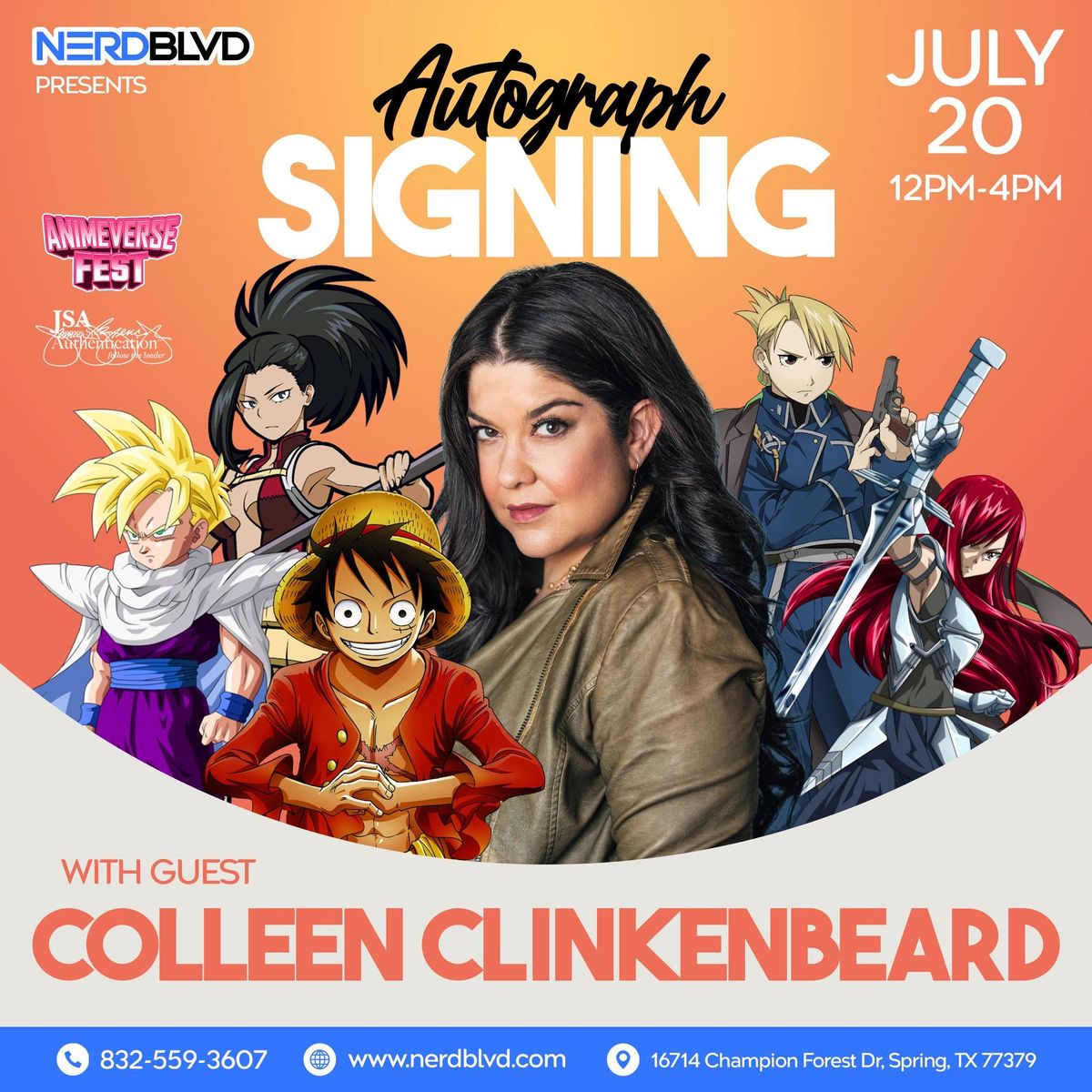 Nerd Blvd & AnimeVerse Fest Presents: Colleen Clinkenbeard Public Signing