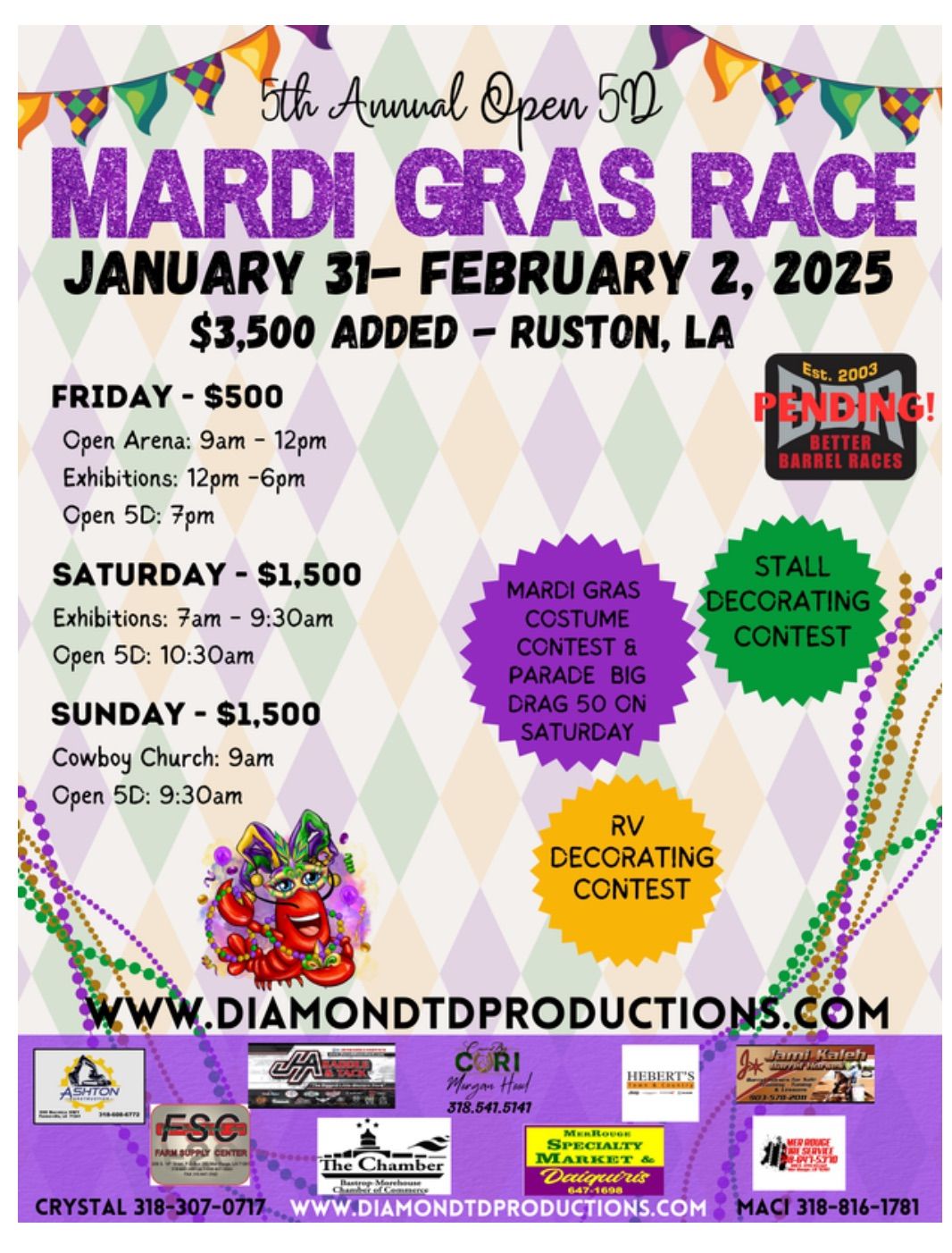 5th annual Mardi Gras 5D Bash $3500 added