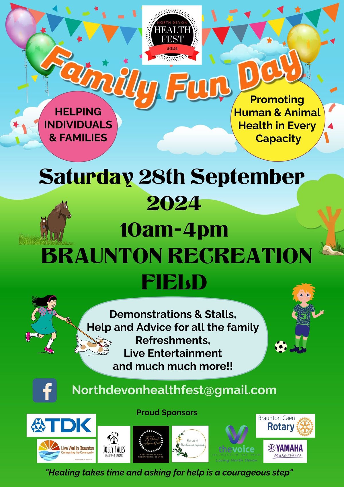 Find us at: North Devon Health Fest Family Fun Day