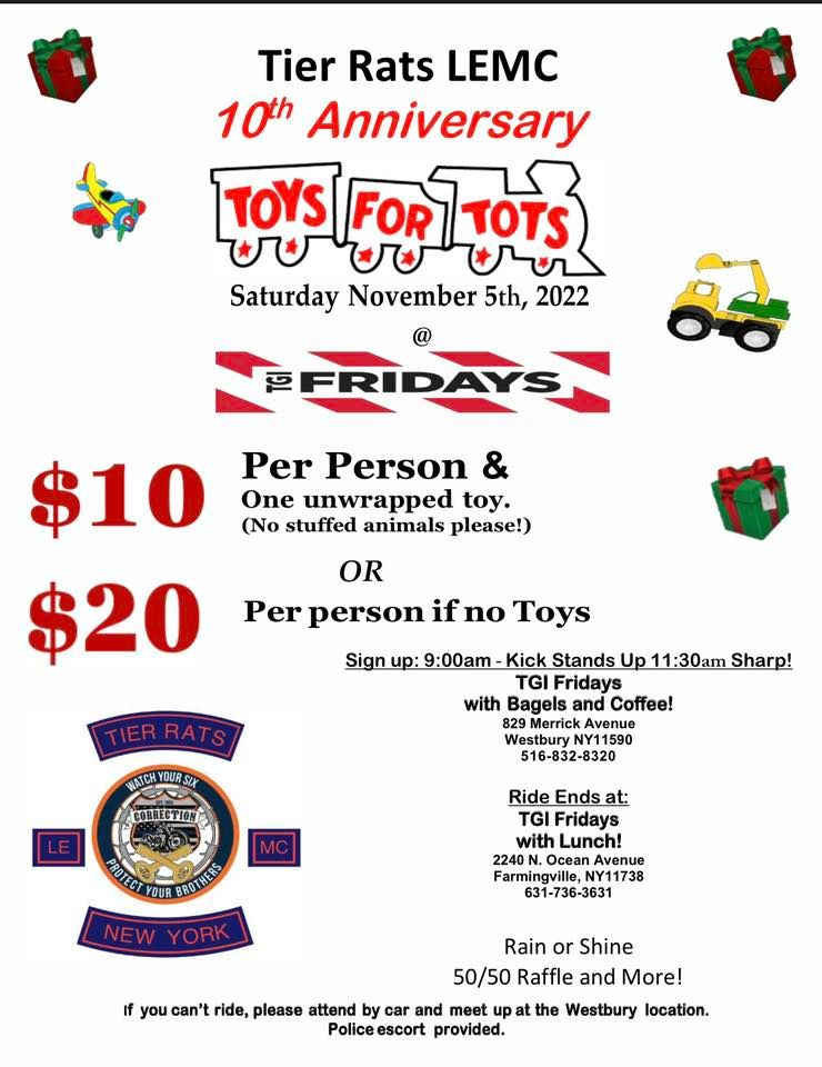 Tier Rats LE MC 10 th anniversary Toys for Tots, TGIFriday's, Westbury ...