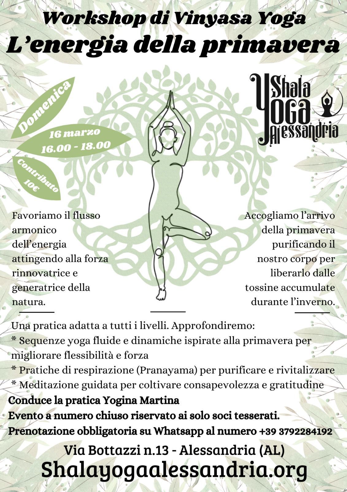 Workshop di Vinjasa Yoga. "L'energia della primavera" 