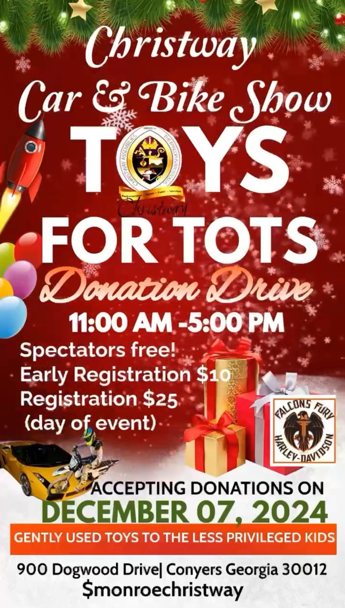 Toys for Tots Car and Bike Show with Santa at Falcons Fury H-D