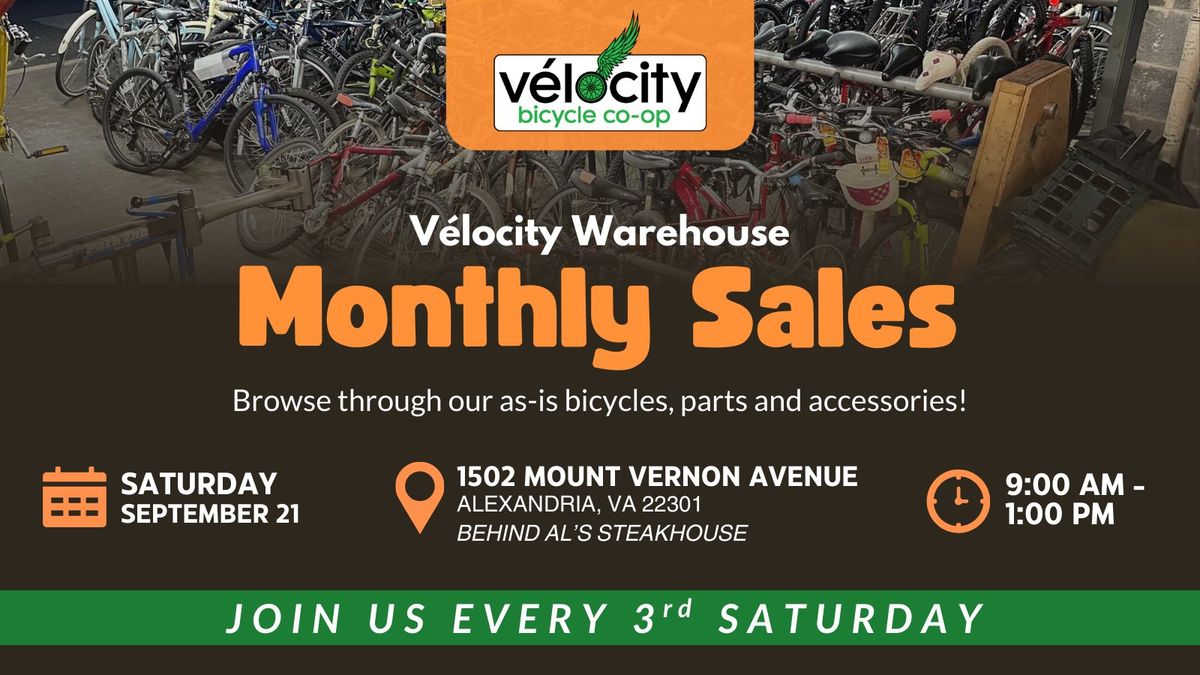 V\u00e9locity Warehouse Monthly Bicycle Sale