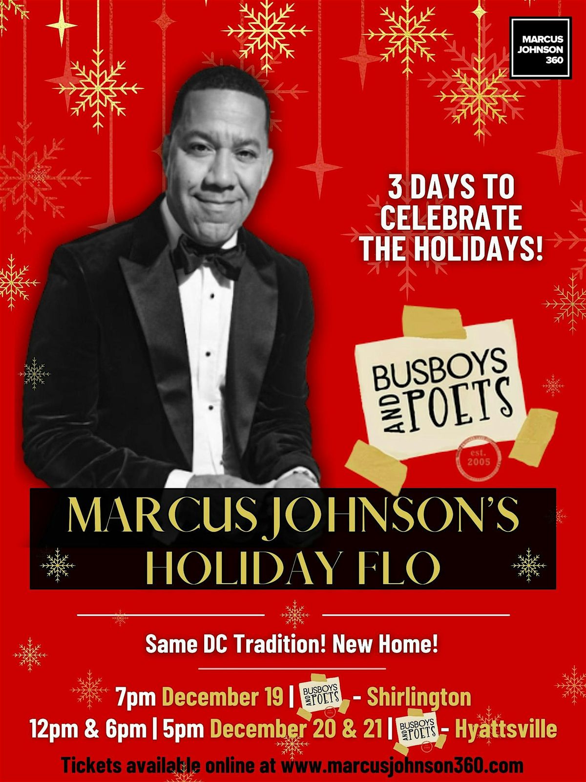 Marcus Johnson Holiday FLO Experience at Busboys and Poets Hyattsville 12pm