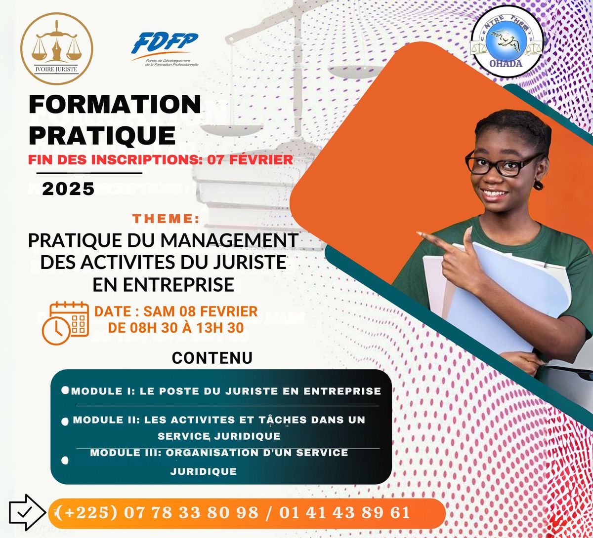 Formation : Pratique du Management des activit\u00e9s du juriste en entreprise