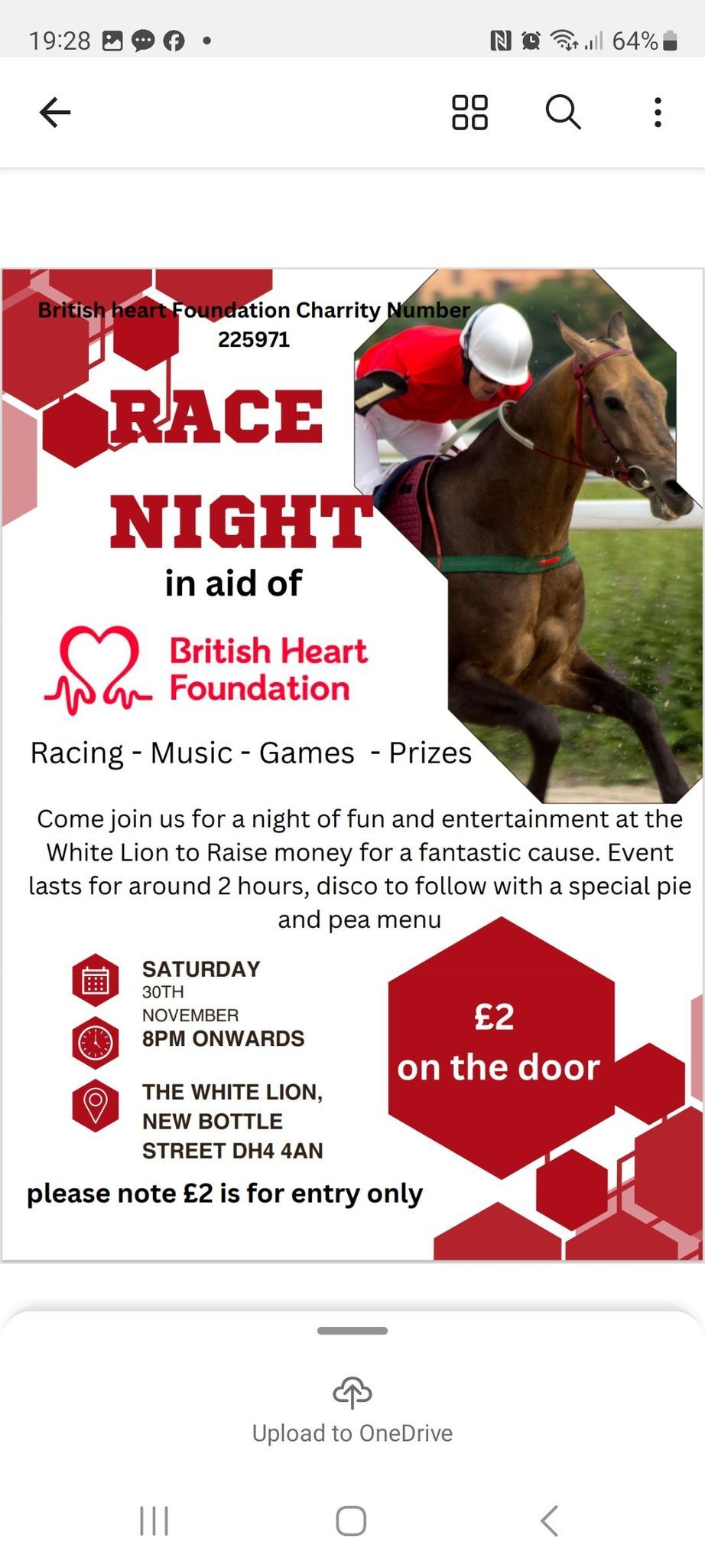 Race Night in aid of the British heart Foundation 