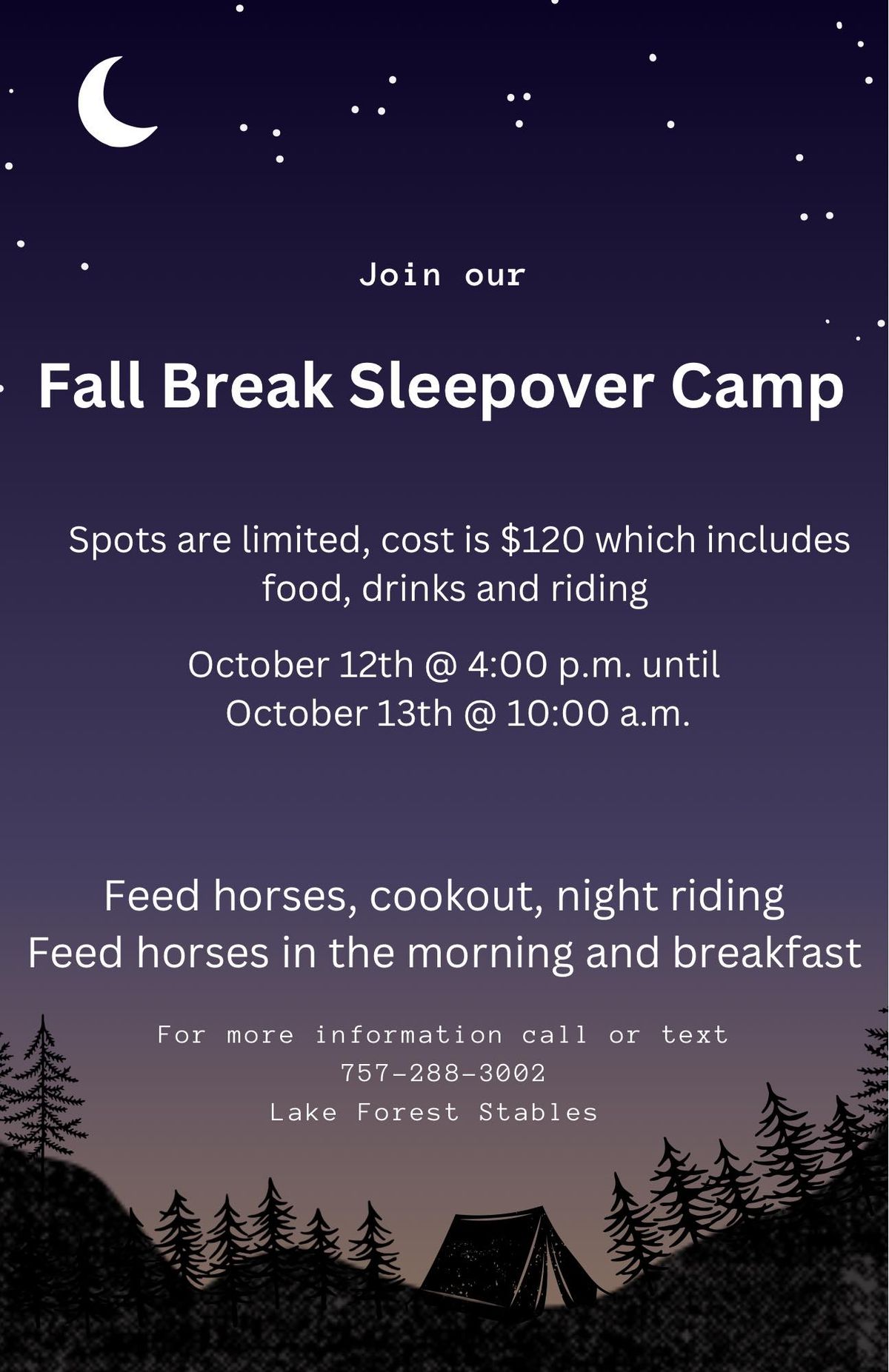 Fall Break Sleepover Camp