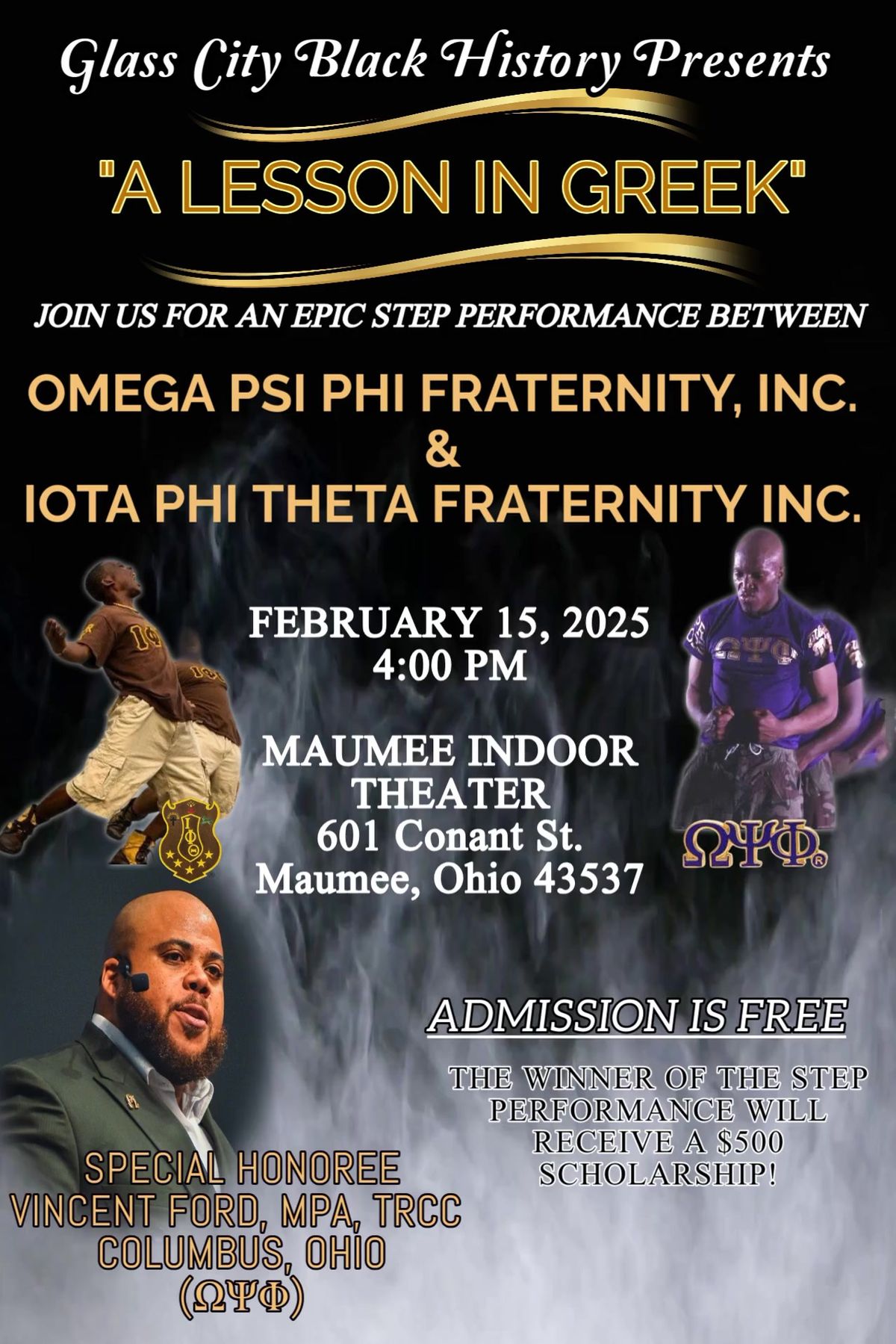  GLASS CITY HONORS VINCENT FORD \/ A LESSON IN GREEK \/ OMEGA PSI PHI STEP PERFORMANCE