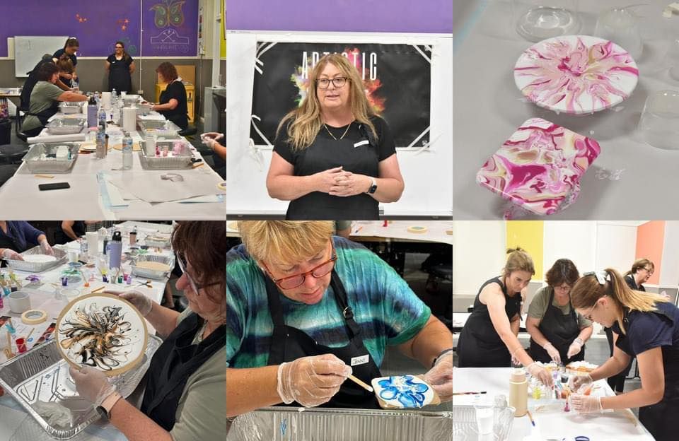 Acrylic paint pouring workshop