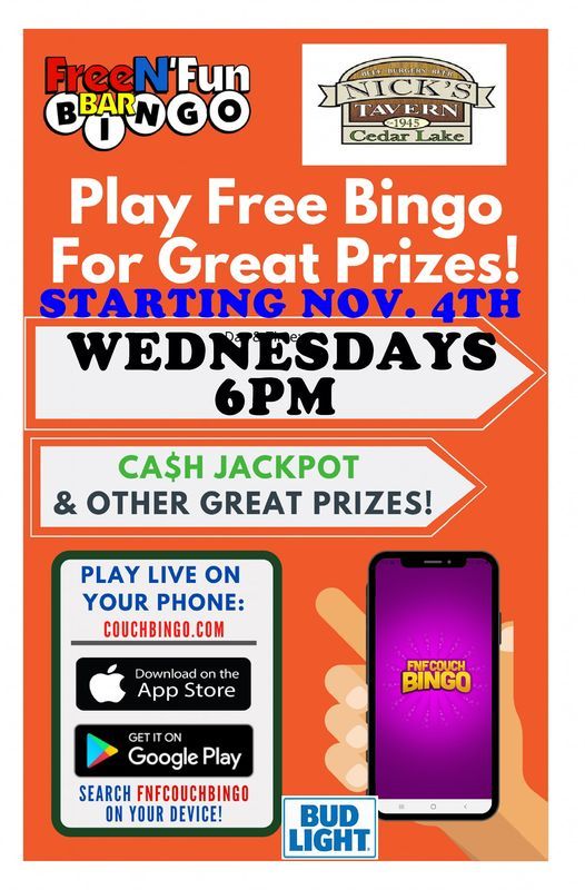 Free Bar Bingo at Nick's Tavern!