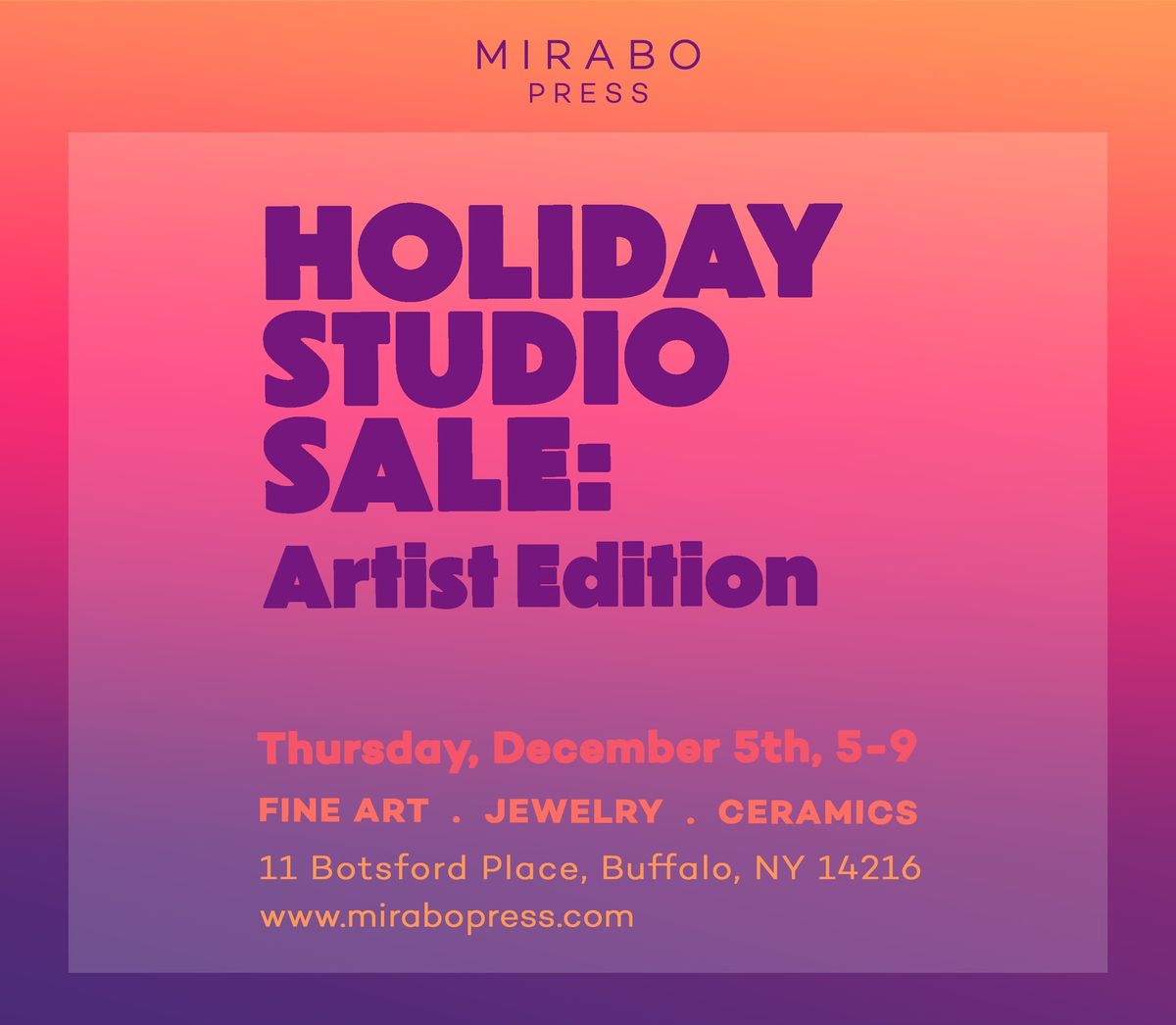 Holiday Studio Sale: Artist Edition | Pop Up & Group Show