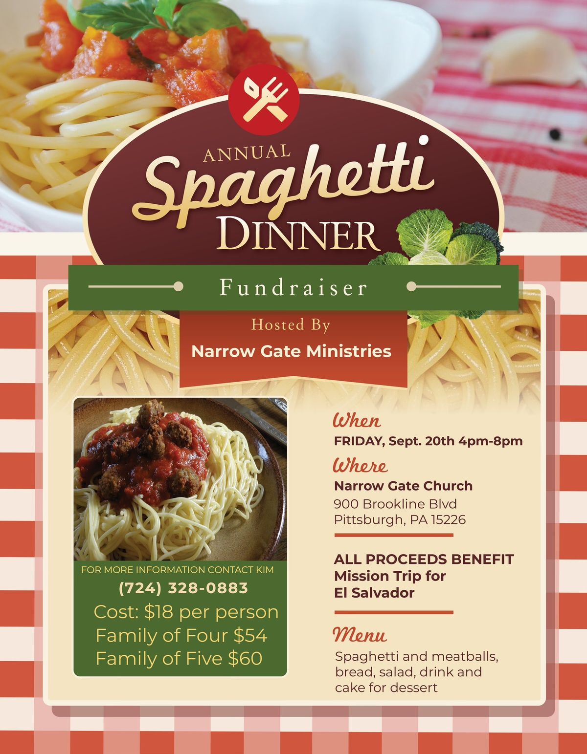 El Salvador Spaghetti Dinner Fundraiser