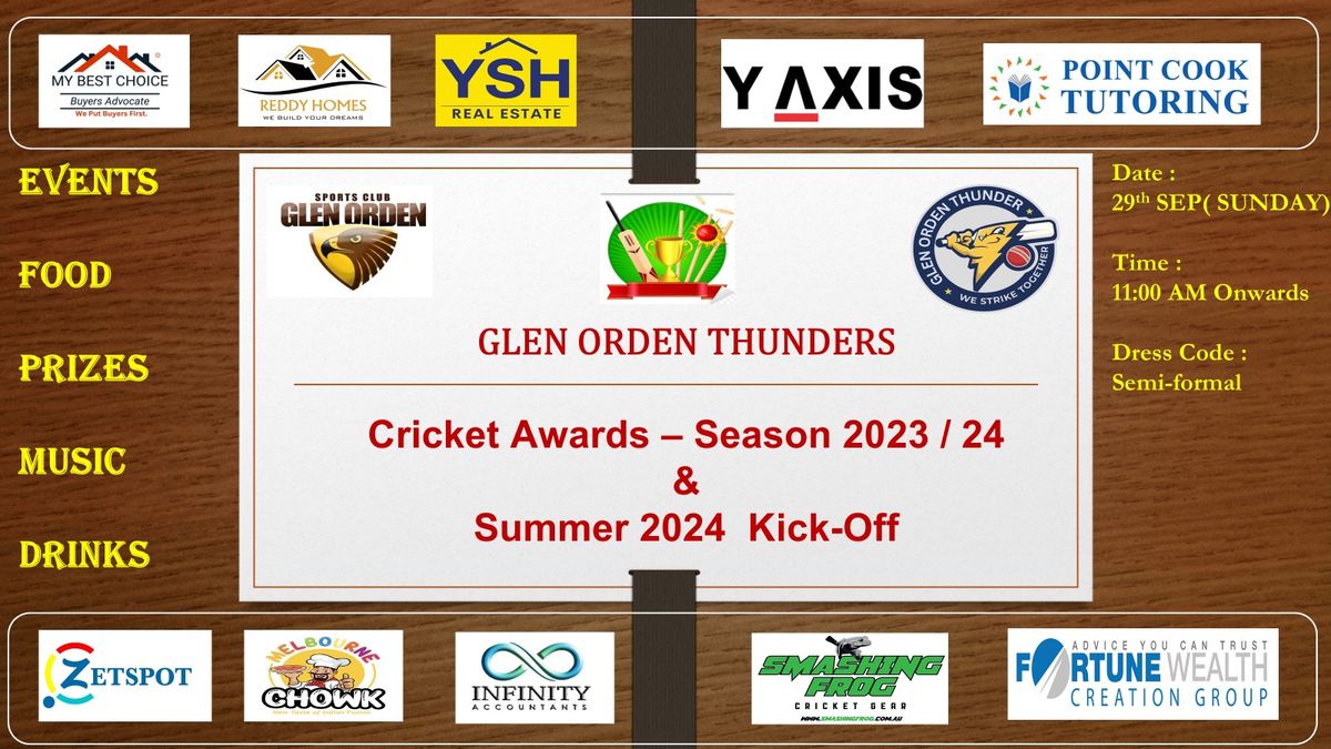 Glen Orden Thunders Cricket 2023\/24 awards ceremony