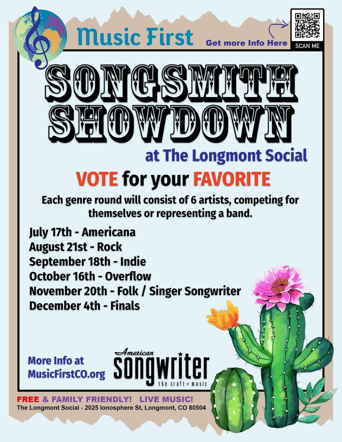 Songsmith Showdown at the Longmont Social - Folk \/ Singer-Songwriter