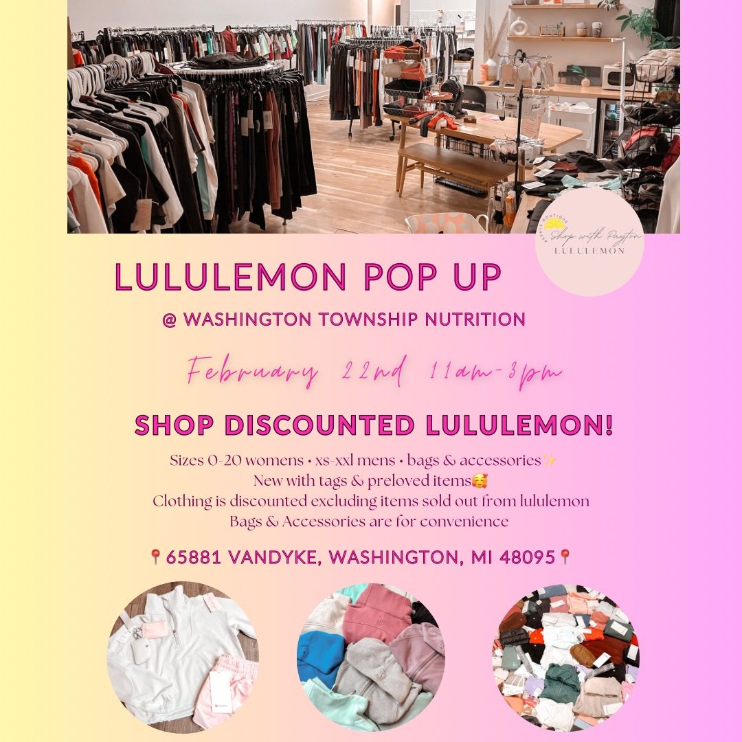 Lululemon pop up @ Washington Township Nutrition! \ud83c\udf4b\ud83d\udecd\ufe0f